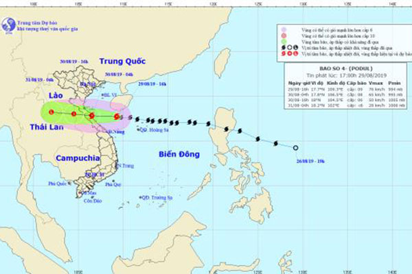 Tin bão khẩn cấp: Bão số 4 hướng vào đất liền các tỉnh Nghệ An – Quảng Bình
