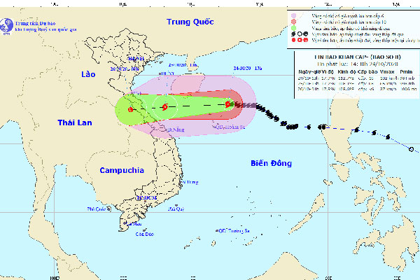 Bão số 8 giật cấp 10 đang tiến đến vùng biển các tỉnh Hà Tĩnh đến Quảng Trị