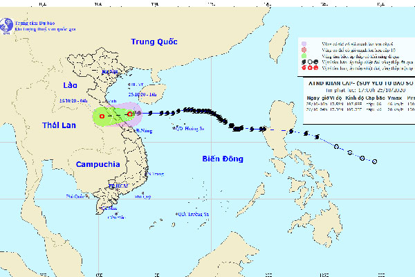 Bão số 8 đã đi vào vùng biển từ Hà Tĩnh đến Quảng Trị và suy yếu thành áp thấp nhiệt đới